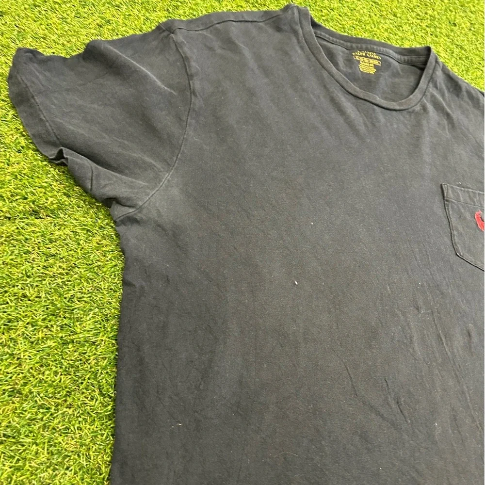Polo Ralph Lauren Mens XL Black Classic Fit Pocket T-Shirt Red Pony Logo Cotton